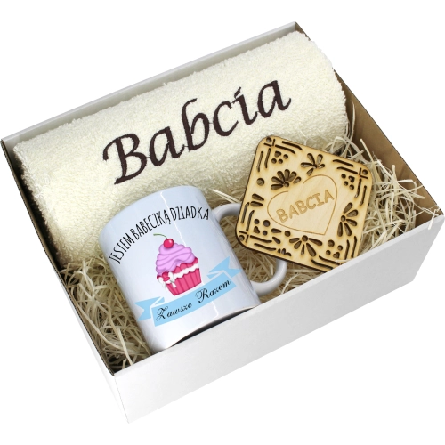 PREZENT DZIEŃ BABCI RĘCZNIK KUBEK SUPER BABCIA