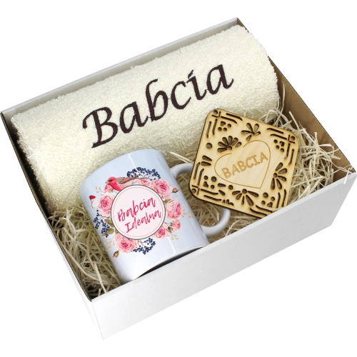 PREZENT DZIEŃ BABCI RĘCZNIK KUBEK SUPER BABCIA