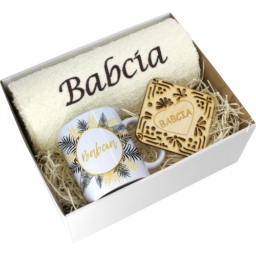 PREZENT DZIEŃ BABCI RĘCZNIK KUBEK SUPER BABCIA