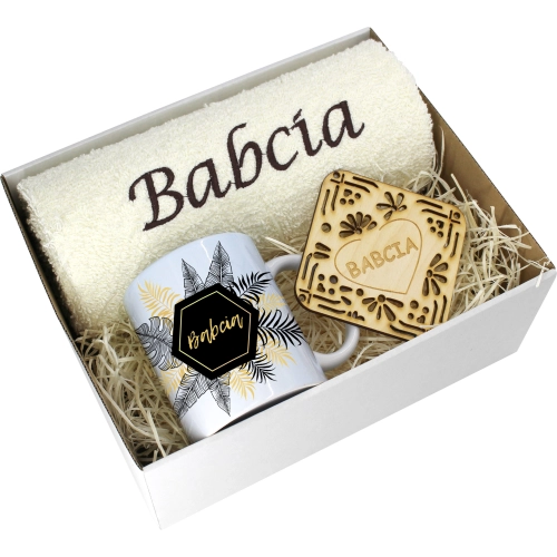 PREZENT DZIEŃ BABCI RĘCZNIK KUBEK SUPER BABCIA