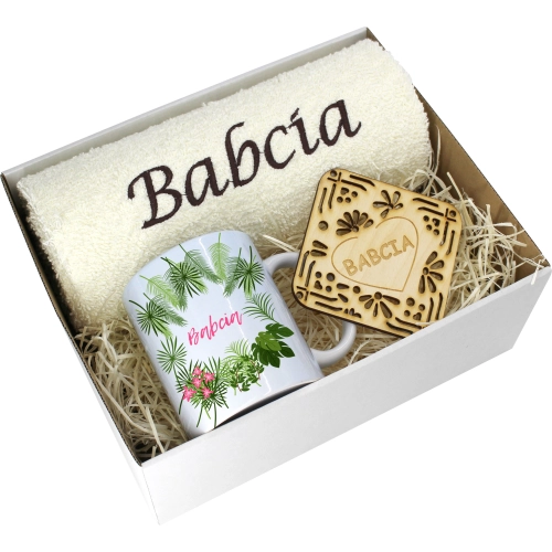 PREZENT DZIEŃ BABCI RĘCZNIK KUBEK SUPER BABCIA