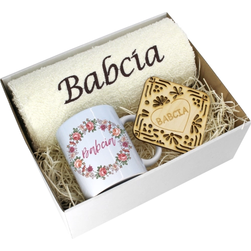 PREZENT DZIEŃ BABCI RĘCZNIK KUBEK SUPER BABCIA