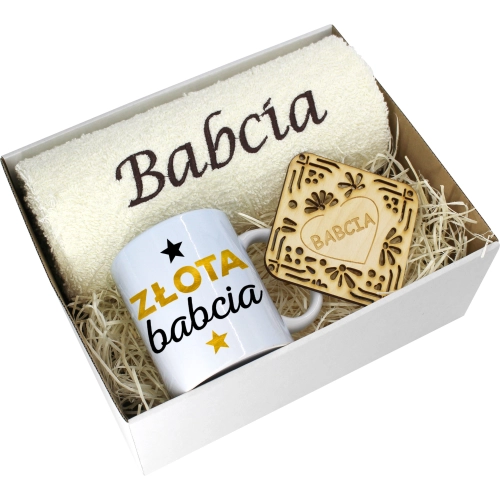 PREZENT DZIEŃ BABCI RĘCZNIK KUBEK SUPER BABCIA