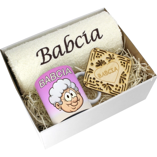 PREZENT DZIEŃ BABCI RĘCZNIK KUBEK SUPER BABCIA