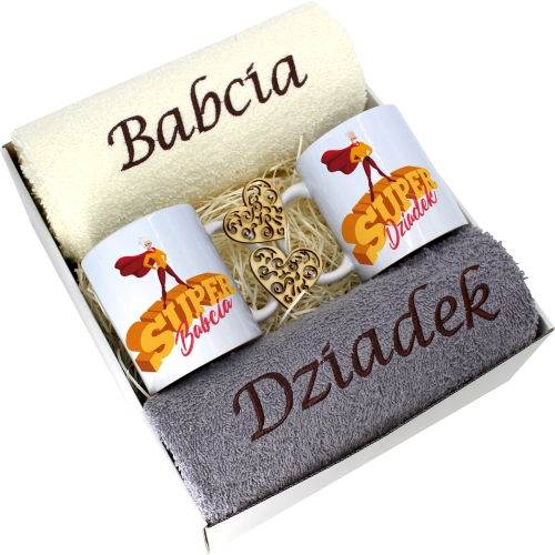 PREZENT DZIEŃ BABCI I DZIADKA RĘCZNIKI KUBKI HAFT