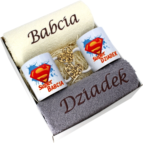 PREZENT DZIEŃ BABCI I DZIADKA RĘCZNIKI KUBKI HAFT