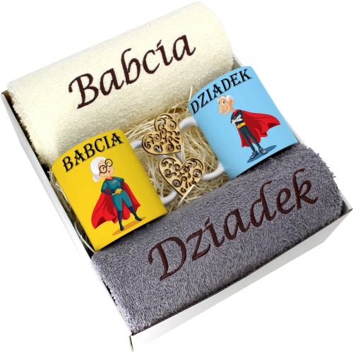 PREZENT DZIEŃ BABCI I DZIADKA RĘCZNIKI KUBKI HAFT
