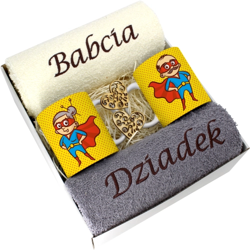PREZENT DZIEŃ BABCI I DZIADKA RĘCZNIKI KUBKI HAFT