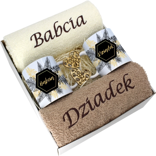 PREZENT DZIEŃ BABCI I DZIADKA RĘCZNIKI KUBKI HAFT