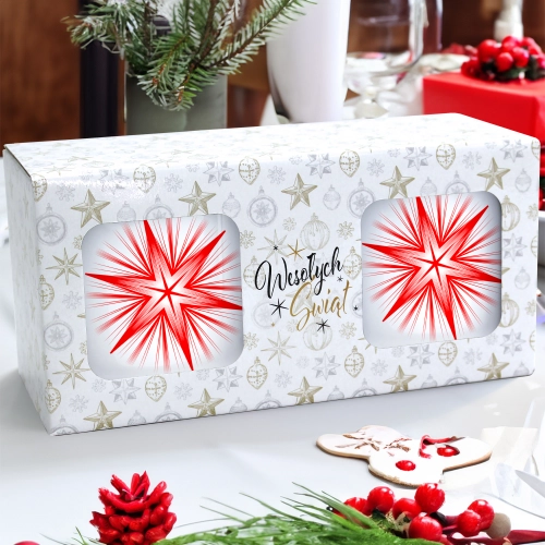 ŚWIĄTECZNY KOMPLET KUBKÓW 330ml NA PREZENT MIKOŁAJ ZESTAW W PUDEŁKU DRUK