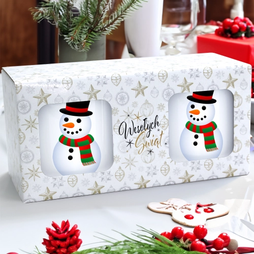 ŚWIĄTECZNY KOMPLET KUBKÓW 330ml LATTE PREZENT MIKOŁAJ ZESTAW W PUDEŁKU DRUK