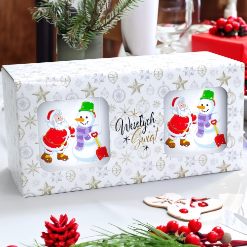ŚWIĄTECZNY KOMPLET KUBKÓW 330ml LATTE PREZENT MIKOŁAJ ZESTAW W PUDEŁKU DRUK