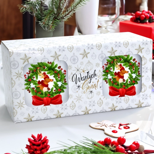 ŚWIĄTECZNY KOMPLET KUBKÓW 330ml LATTE PREZENT MIKOŁAJ ZESTAW W PUDEŁKU DRUK