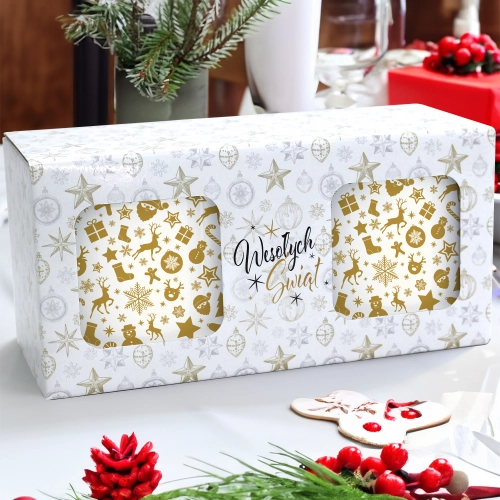 ŚWIĄTECZNY KOMPLET KUBKÓW 330ml NA PREZENT MIKOŁAJ ZESTAW W PUDEŁKU DRUK