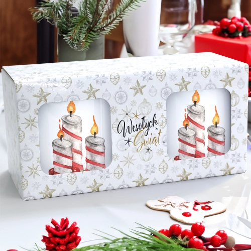 ŚWIĄTECZNY KOMPLET KUBKÓW 330ml NA PREZENT MIKOŁAJ ZESTAW W PUDEŁKU DRUK