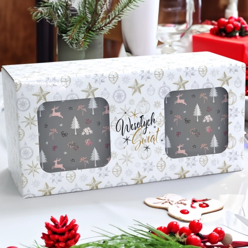 ŚWIĄTECZNY KOMPLET KUBKÓW 330ml NA PREZENT MIKOŁAJ ZESTAW W PUDEŁKU DRUK