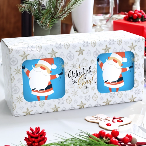 ŚWIĄTECZNY KOMPLET KUBKÓW 330ml NA PREZENT MIKOŁAJ ZESTAW W PUDEŁKU DRUK