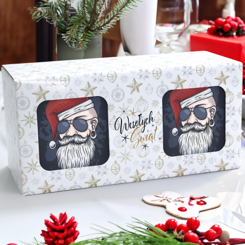 ŚWIĄTECZNY KOMPLET KUBKÓW 330ml NA PREZENT MIKOŁAJ ZESTAW W PUDEŁKU DRUK