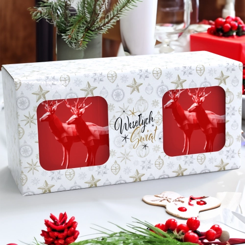 ŚWIĄTECZNY KOMPLET KUBKÓW 330ml NA PREZENT MIKOŁAJ ZESTAW W PUDEŁKU DRUK