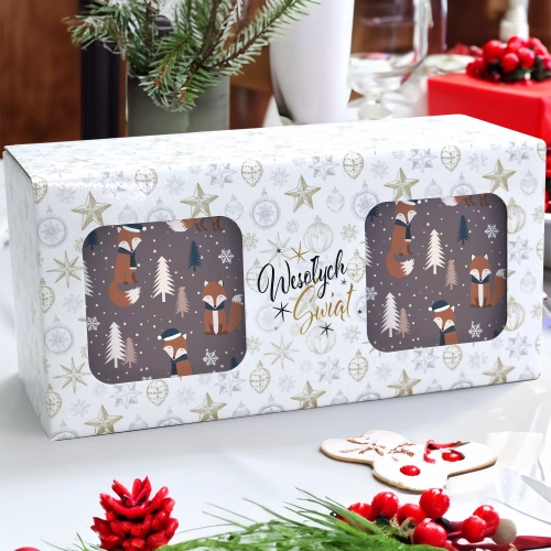 ŚWIĄTECZNY KOMPLET KUBKÓW 330ml NA PREZENT MIKOŁAJ ZESTAW W PUDEŁKU DRUK