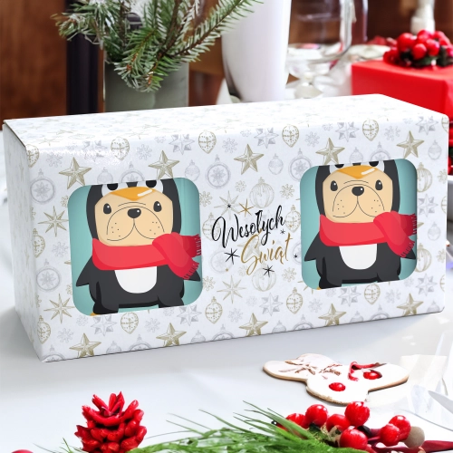 ŚWIĄTECZNY KOMPLET KUBKÓW 330ml NA PREZENT MIKOŁAJ ZESTAW W PUDEŁKU DRUK