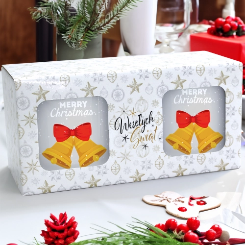 ŚWIĄTECZNY KOMPLET KUBKÓW 330ml NA PREZENT MIKOŁAJ ZESTAW W PUDEŁKU DRUK