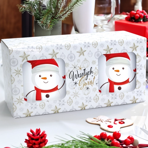 ŚWIĄTECZNY KOMPLET KUBKÓW 330ml LATTE PREZENT MIKOŁAJ ZESTAW W PUDEŁKU DRUK