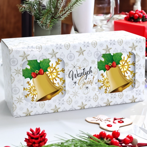 ŚWIĄTECZNY KOMPLET KUBKÓW 330ml NA PREZENT MIKOŁAJ ZESTAW W PUDEŁKU DRUK