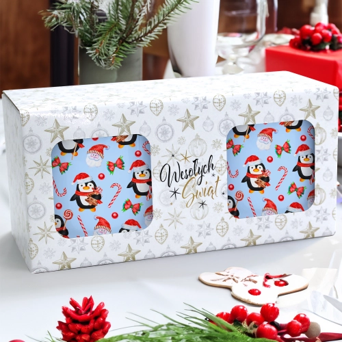 ŚWIĄTECZNY KOMPLET KUBKÓW 330ml NA PREZENT MIKOŁAJ ZESTAW W PUDEŁKU DRUK