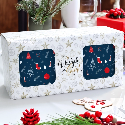 ŚWIĄTECZNY KOMPLET KUBKÓW 330ml NA PREZENT MIKOŁAJ ZESTAW W PUDEŁKU DRUK