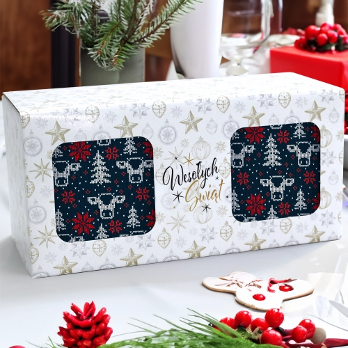 ŚWIĄTECZNY KOMPLET KUBKÓW 330ml NA PREZENT MIKOŁAJ ZESTAW W PUDEŁKU DRUK