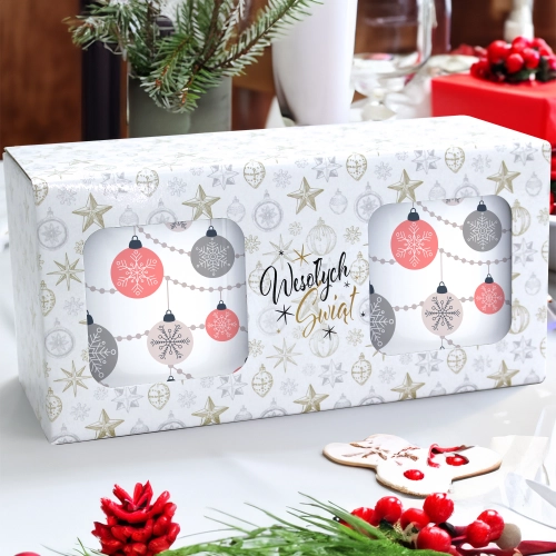 ŚWIĄTECZNY KOMPLET KUBKÓW 330ml NA PREZENT MIKOŁAJ ZESTAW W PUDEŁKU DRUK