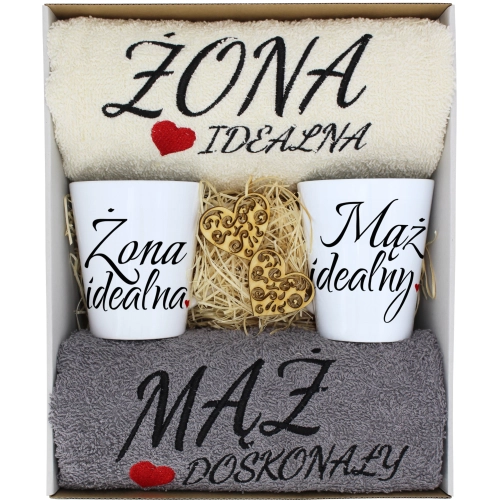PREZENT ŚLUB ŻONA MĄŻ ROCZNICA RĘCZNIKI KUBKI