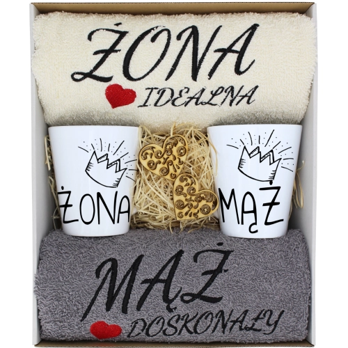 PREZENT ŚLUB ŻONA MĄŻ ROCZNICA RĘCZNIKI KUBKI