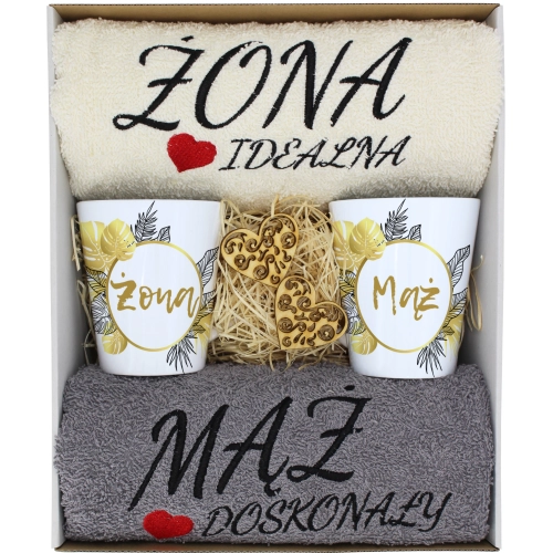 PREZENT ŚLUB ŻONA MĄŻ ROCZNICA RĘCZNIKI KUBKI