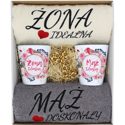 PREZENT ŚLUB ŻONA MĄŻ ROCZNICA RĘCZNIKI KUBKI