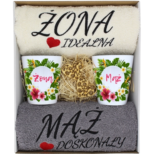 PREZENT ŚLUB ŻONA MĄŻ ROCZNICA RĘCZNIKI KUBKI