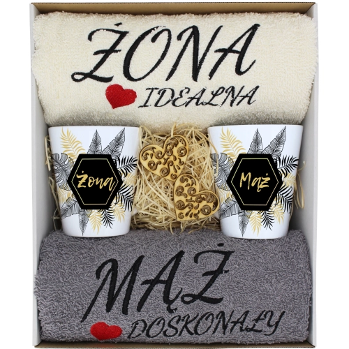 PREZENT ŚLUB ŻONA MĄŻ ROCZNICA RĘCZNIKI KUBKI