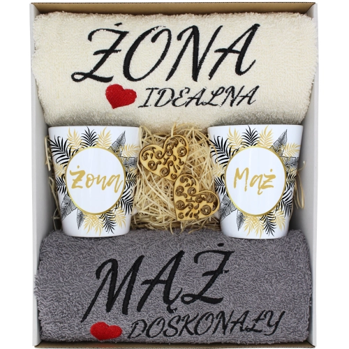 PREZENT ŚLUB ŻONA MĄŻ ROCZNICA RĘCZNIKI KUBKI