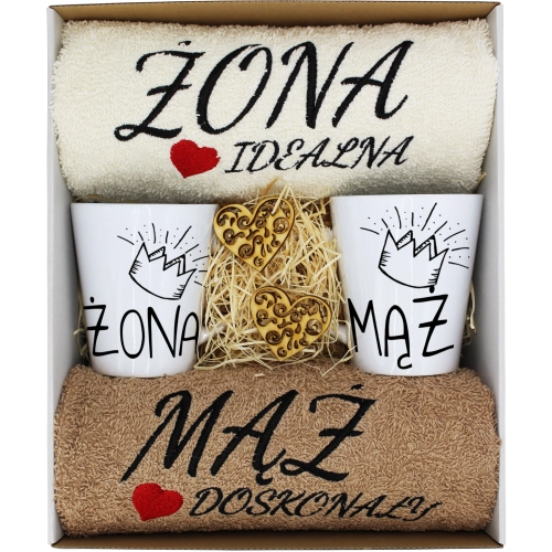 PREZENT ŚLUB ŻONA MĄŻ ROCZNICA RĘCZNIKI KUBKI