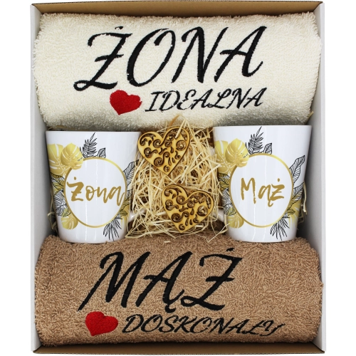 PREZENT ŚLUB ŻONA MĄŻ ROCZNICA RĘCZNIKI KUBKI