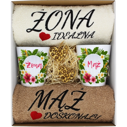 PREZENT ŚLUB ŻONA MĄŻ ROCZNICA RĘCZNIKI KUBKI