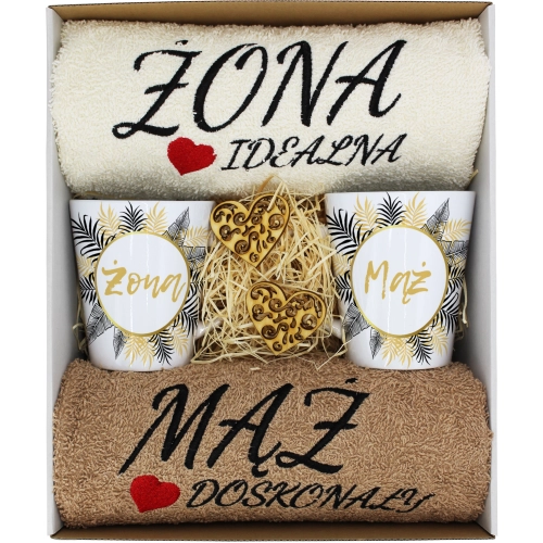 PREZENT ŚLUB ŻONA MĄŻ ROCZNICA RĘCZNIKI KUBKI