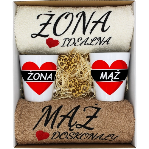 PREZENT ŚLUB ŻONA MĄŻ ROCZNICA RĘCZNIKI KUBKI