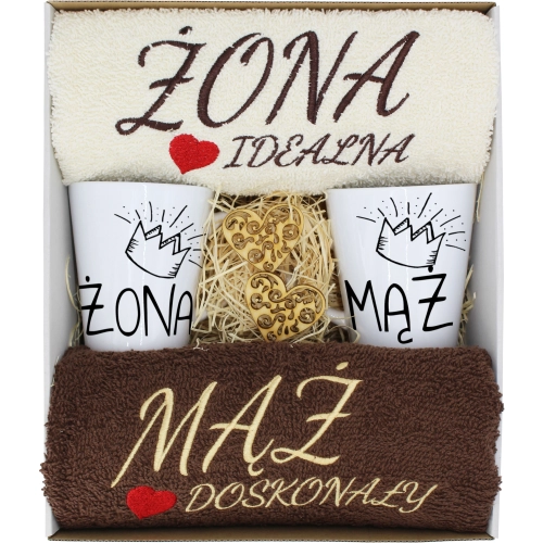 PREZENT ŚLUB ŻONA MĄŻ ROCZNICA RĘCZNIKI KUBKI