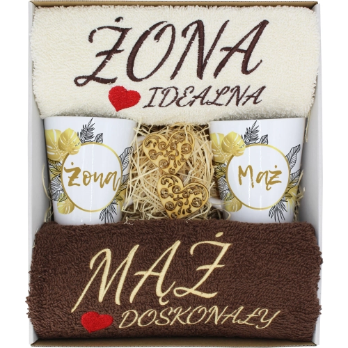 PREZENT ŚLUB ŻONA MĄŻ ROCZNICA RĘCZNIKI KUBKI