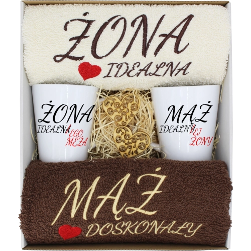 PREZENT ŚLUB ŻONA MĄŻ ROCZNICA RĘCZNIKI KUBKI