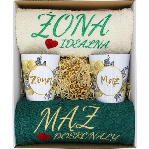 PREZENT ŚLUB ŻONA MĄŻ ROCZNICA RĘCZNIKI KUBKI