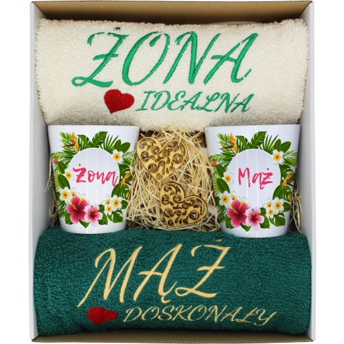 PREZENT ŚLUB ŻONA MĄŻ ROCZNICA RĘCZNIKI KUBKI