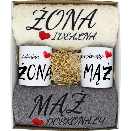 PREZENT ŚLUB ŻONA MĄŻ ROCZNICA RĘCZNIKI KUBKI